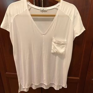 Zara white jersey tee w/ crepe pocket
